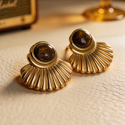 Tiger Eye Fan Earrings