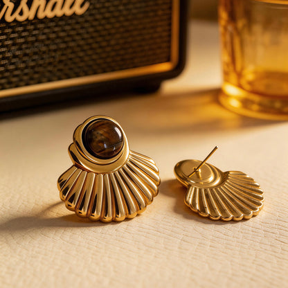 Tiger Eye Fan Earrings