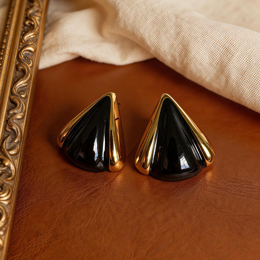 Vintage Black Onyx Stud Earrings