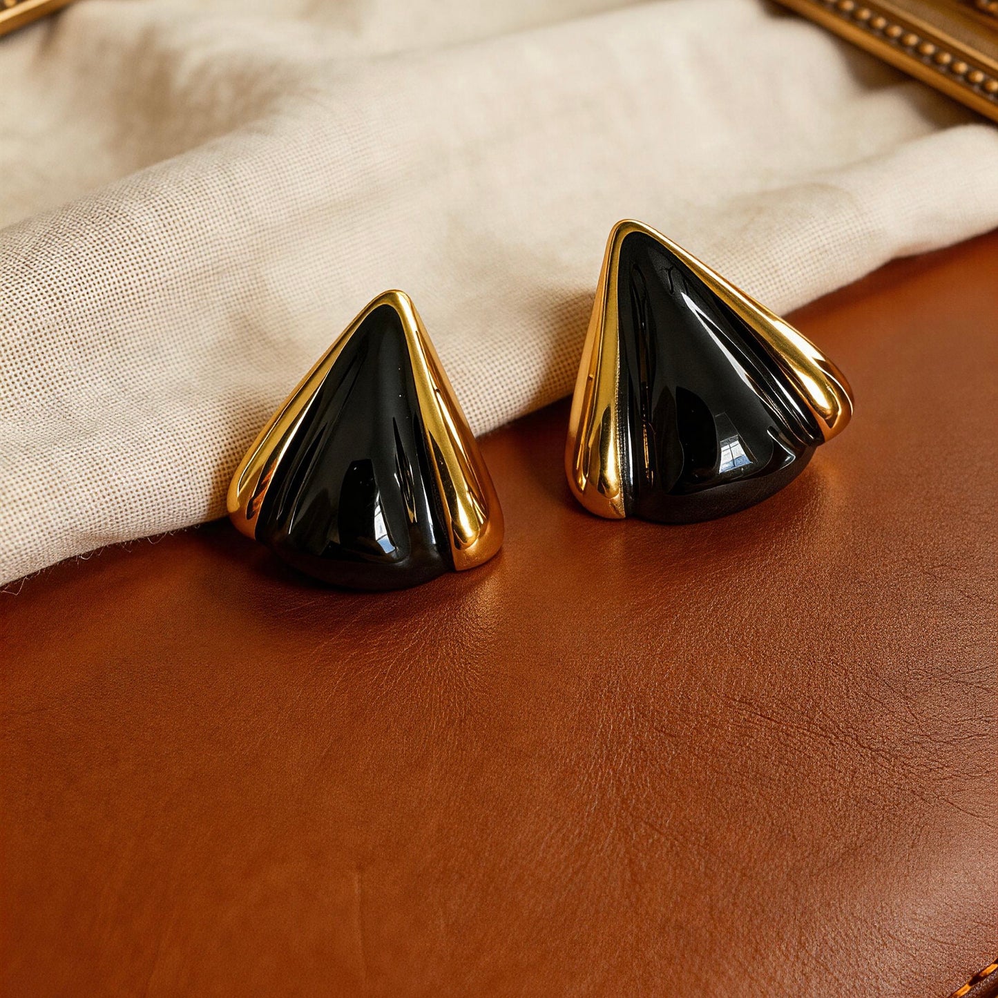 Vintage Black Onyx Stud Earrings
