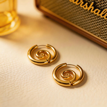 Gold Swirl Hoop Earrings
