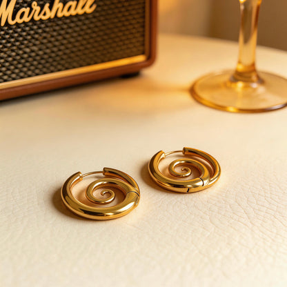Gold Swirl Hoop Earrings