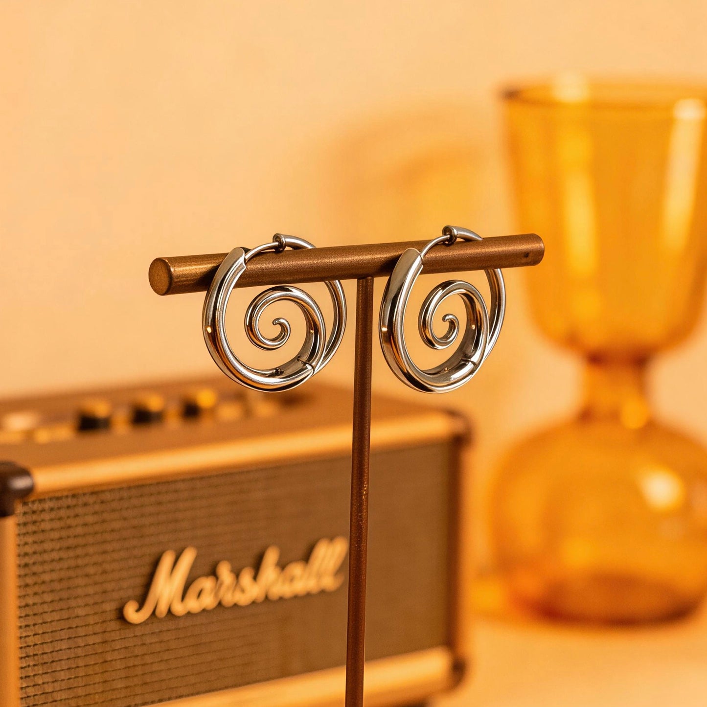 Silver Swirl Hoop Earrings