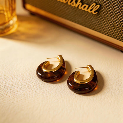 Amber Resin Chunky Earrings