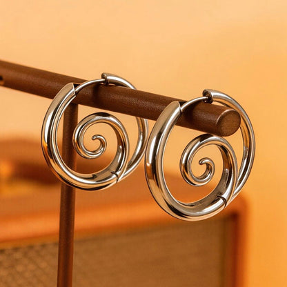Silver Swirl Hoop Earrings