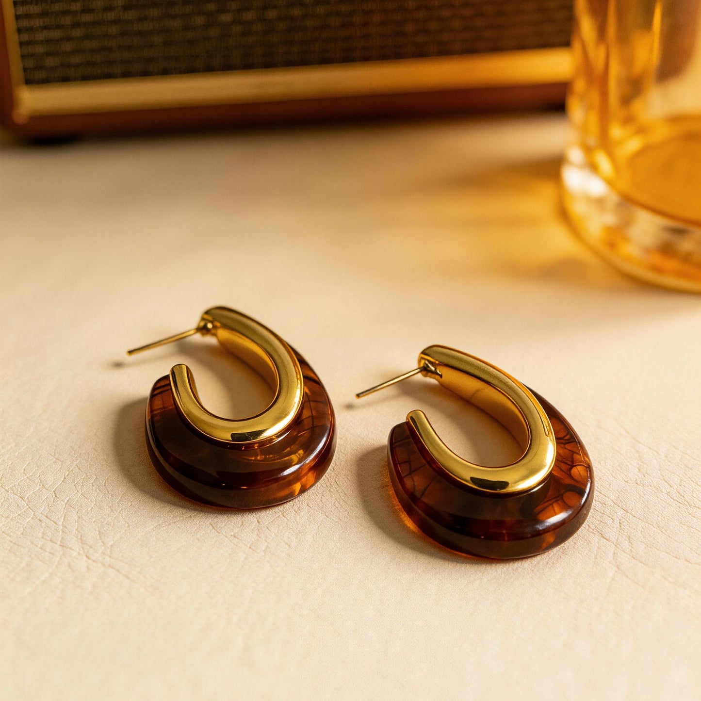 Amber Resin Chunky Earrings