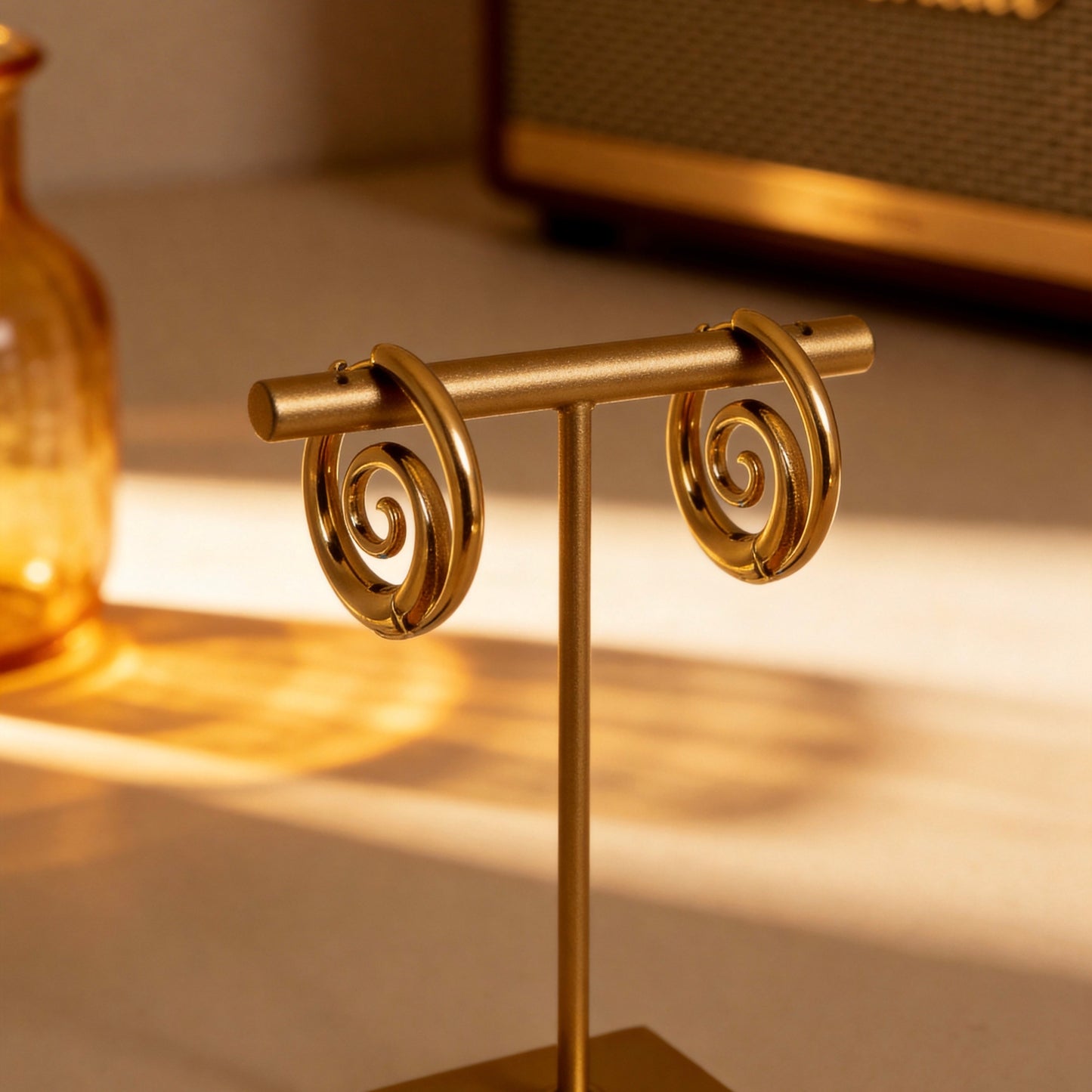 Gold Swirl Hoop Earrings