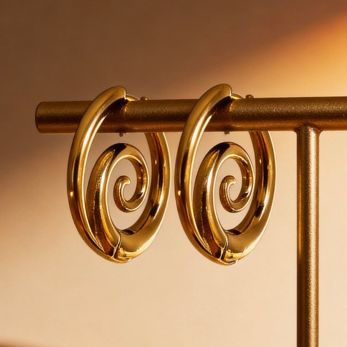 Gold Swirl Hoop Earrings