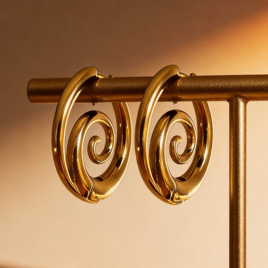 Gold Swirl Hoop Earrings