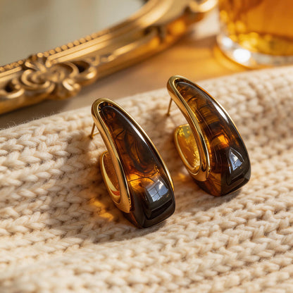 Amber Resin Chunky Earrings