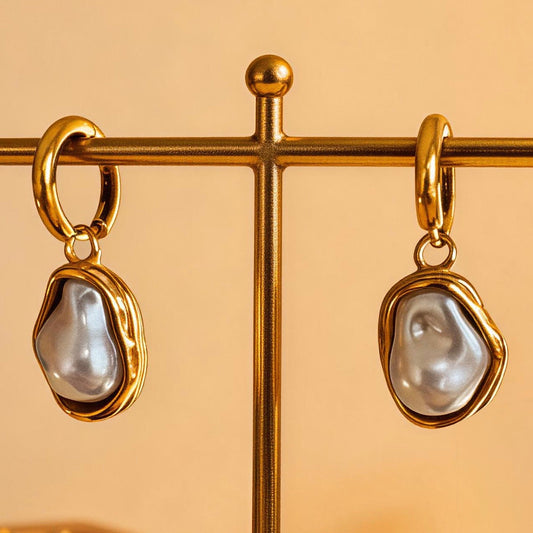 Baroque Pearl Hoop Earrings