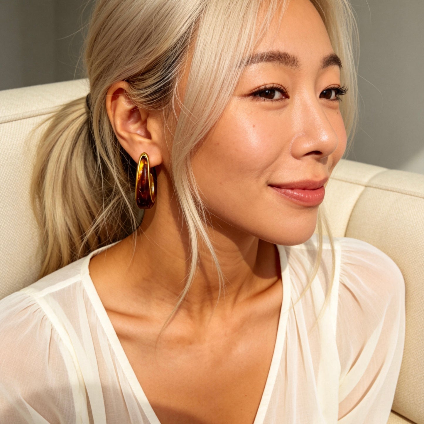 Amber Resin Chunky Earrings