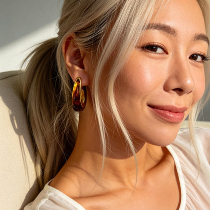 Amber Resin Chunky Earrings