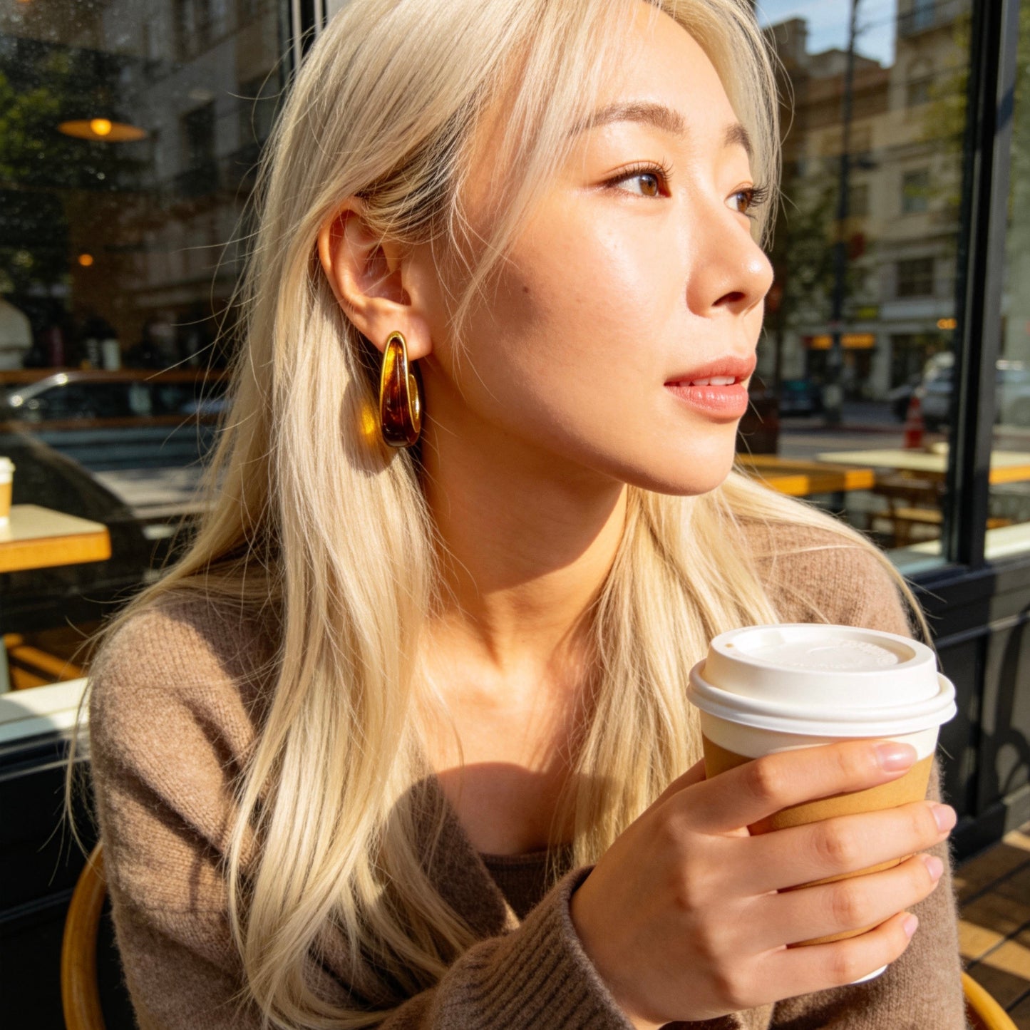 Amber Resin Chunky Earrings