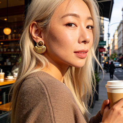 Tiger Eye Fan Earrings