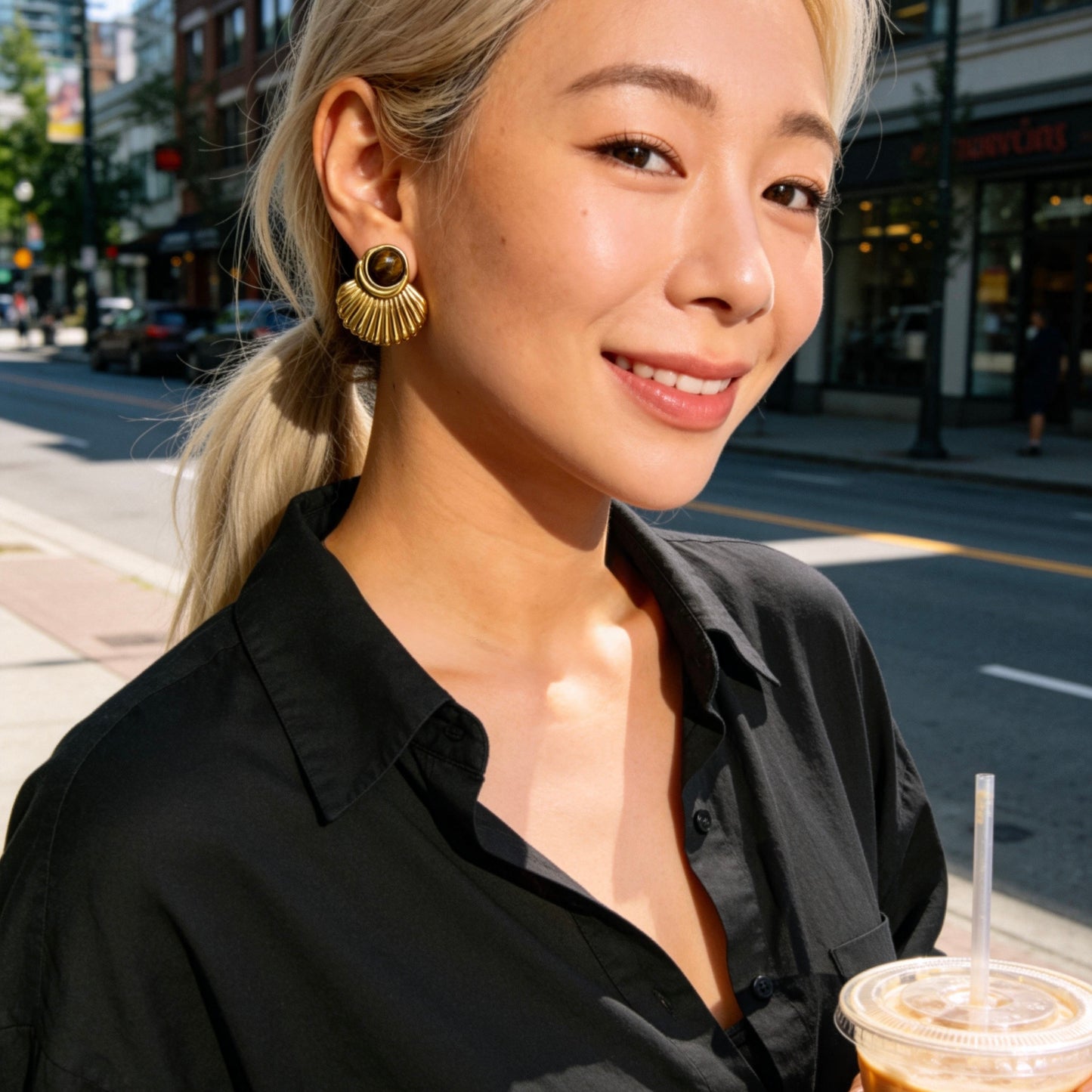 Tiger Eye Fan Earrings