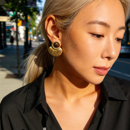 Tiger Eye Fan Earrings