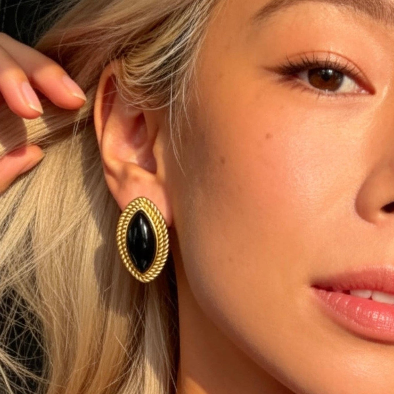 Vintage Black Onyx Stud Earrings
