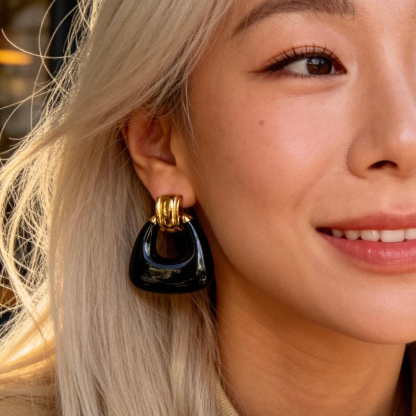 Vintage Black Onyx Statement Earrings