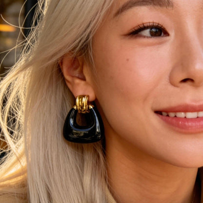 Vintage Black Onyx Statement Earrings