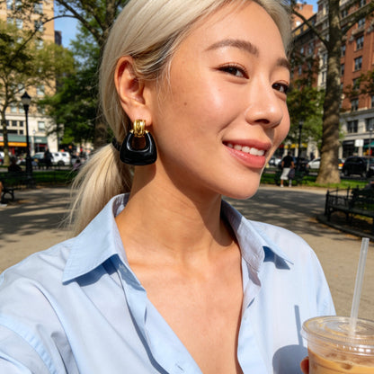 Vintage Black Onyx Statement Earrings