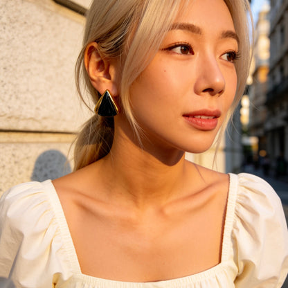 Vintage Black Onyx Stud Earrings