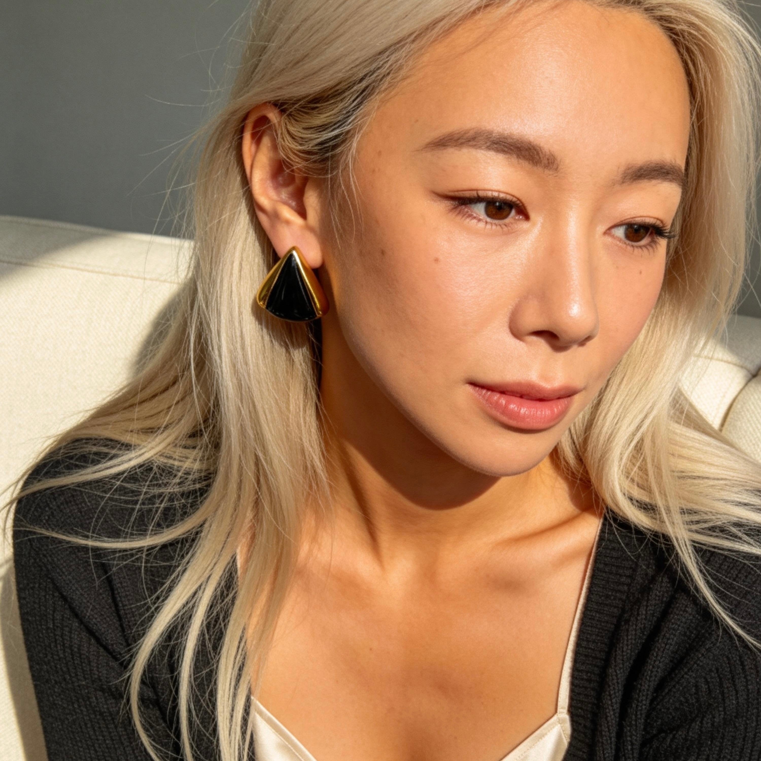 Vintage Black Onyx Stud Earrings