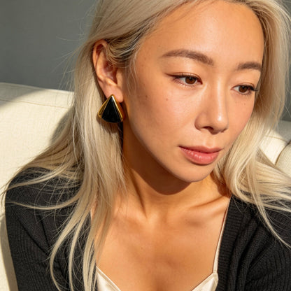 Vintage Black Onyx Stud Earrings