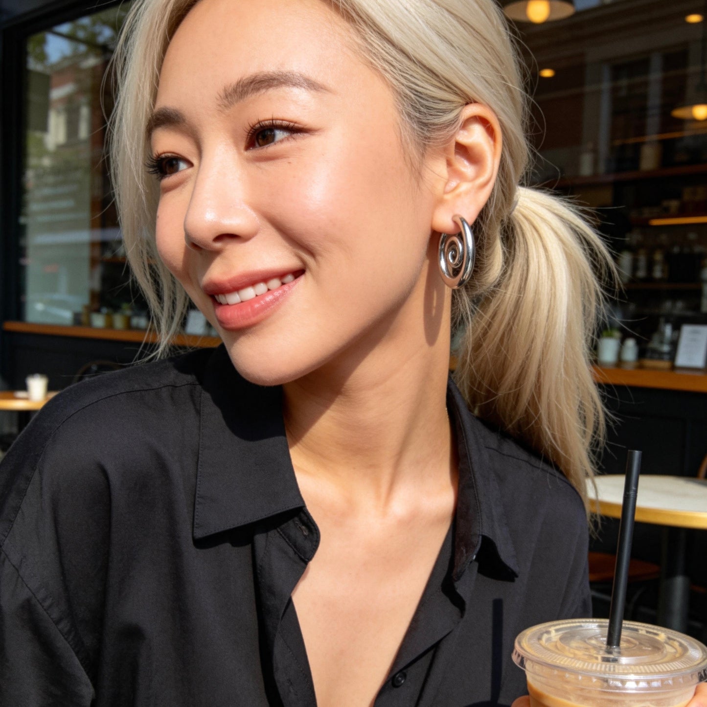 Silver Swirl Hoop Earrings