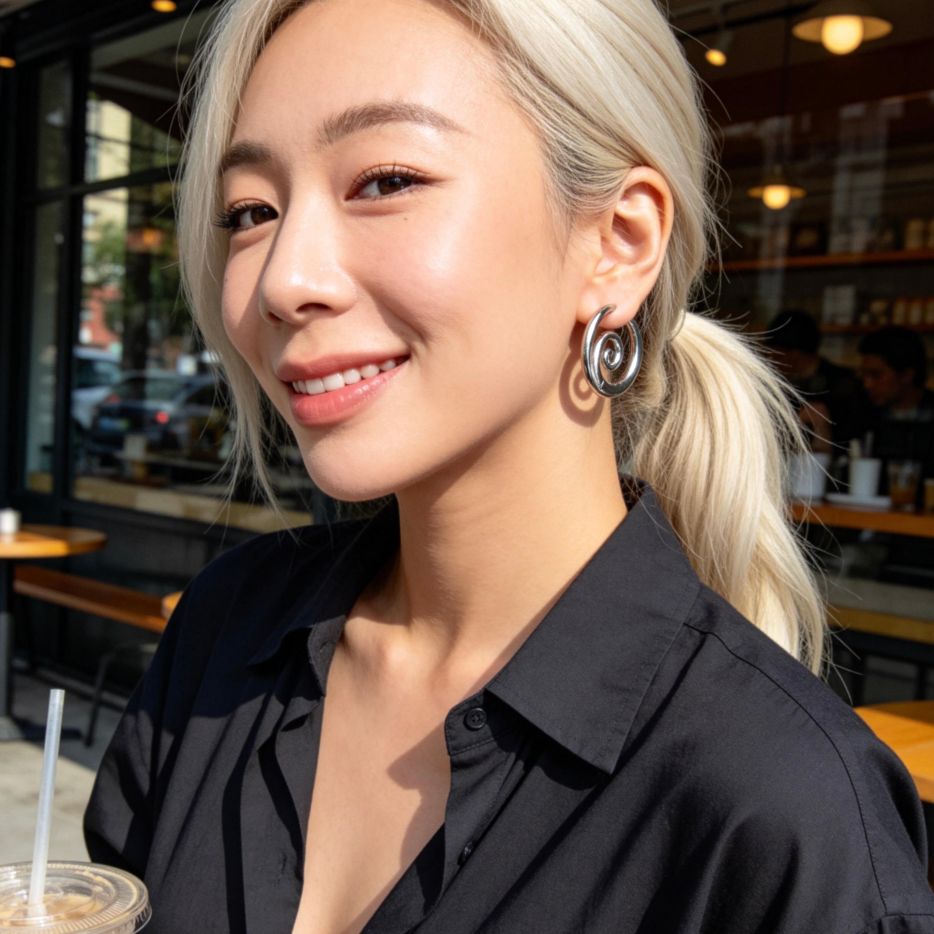 Silver Swirl Hoop Earrings