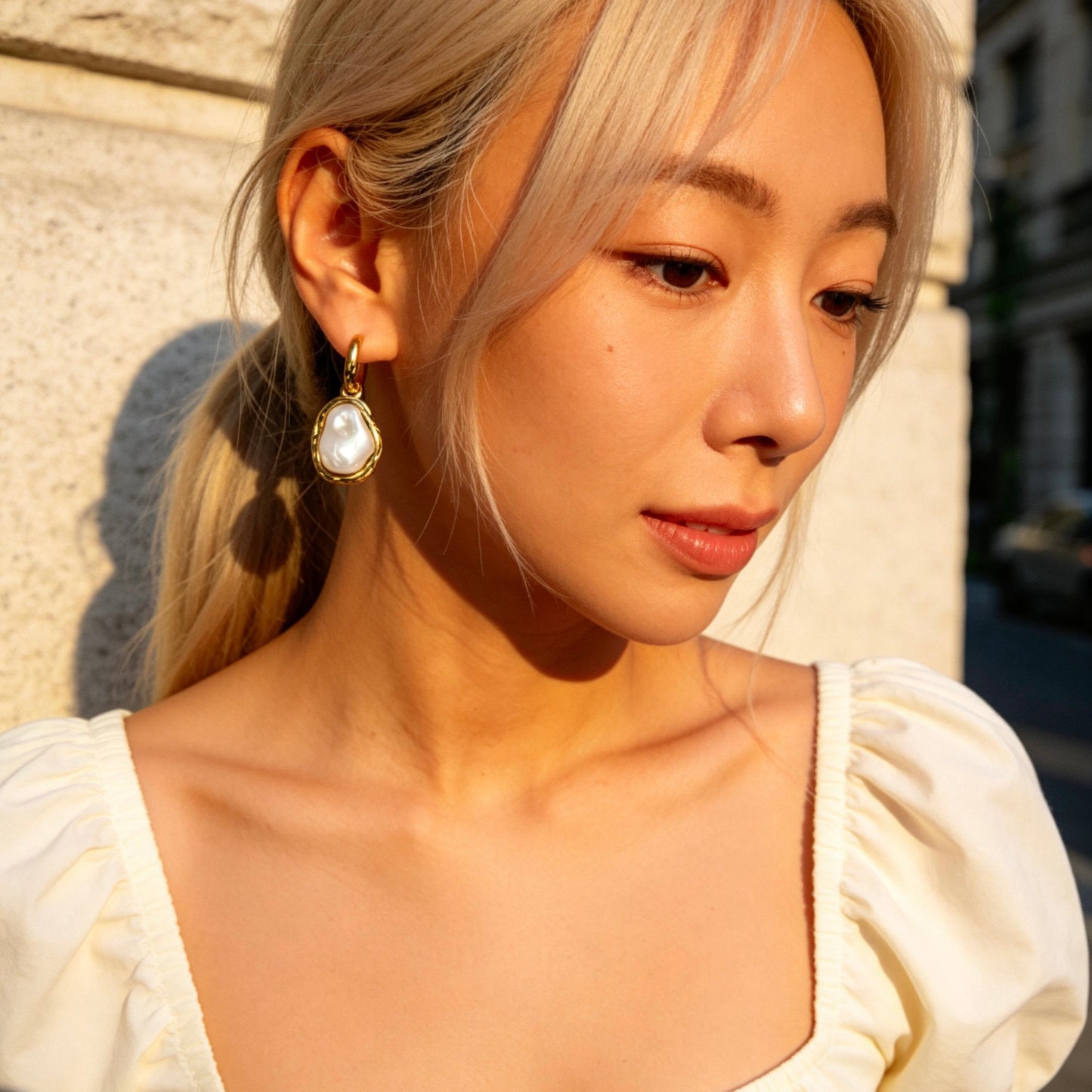 Baroque Pearl Hoop Earrings