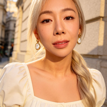 Baroque Pearl Hoop Earrings