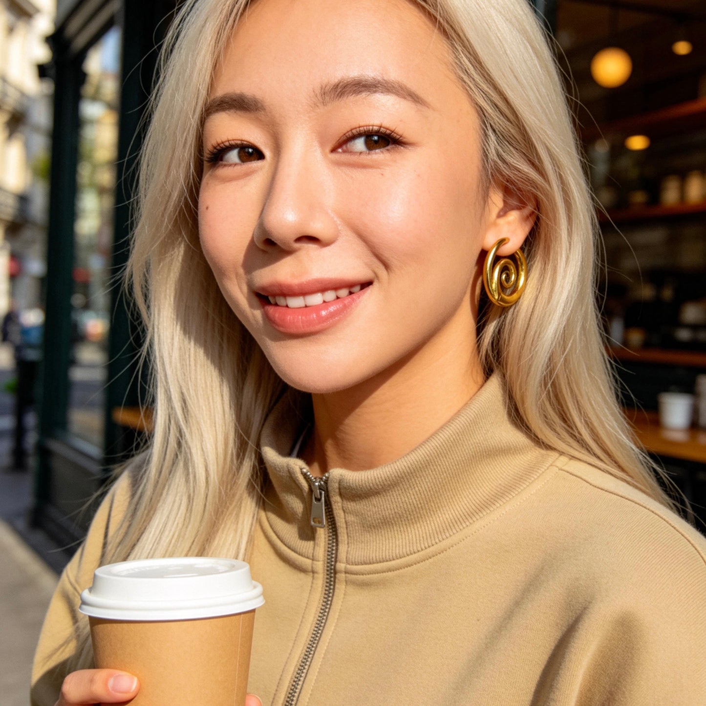 Gold Swirl Hoop Earrings