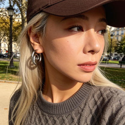 Silver Swirl Hoop Earrings