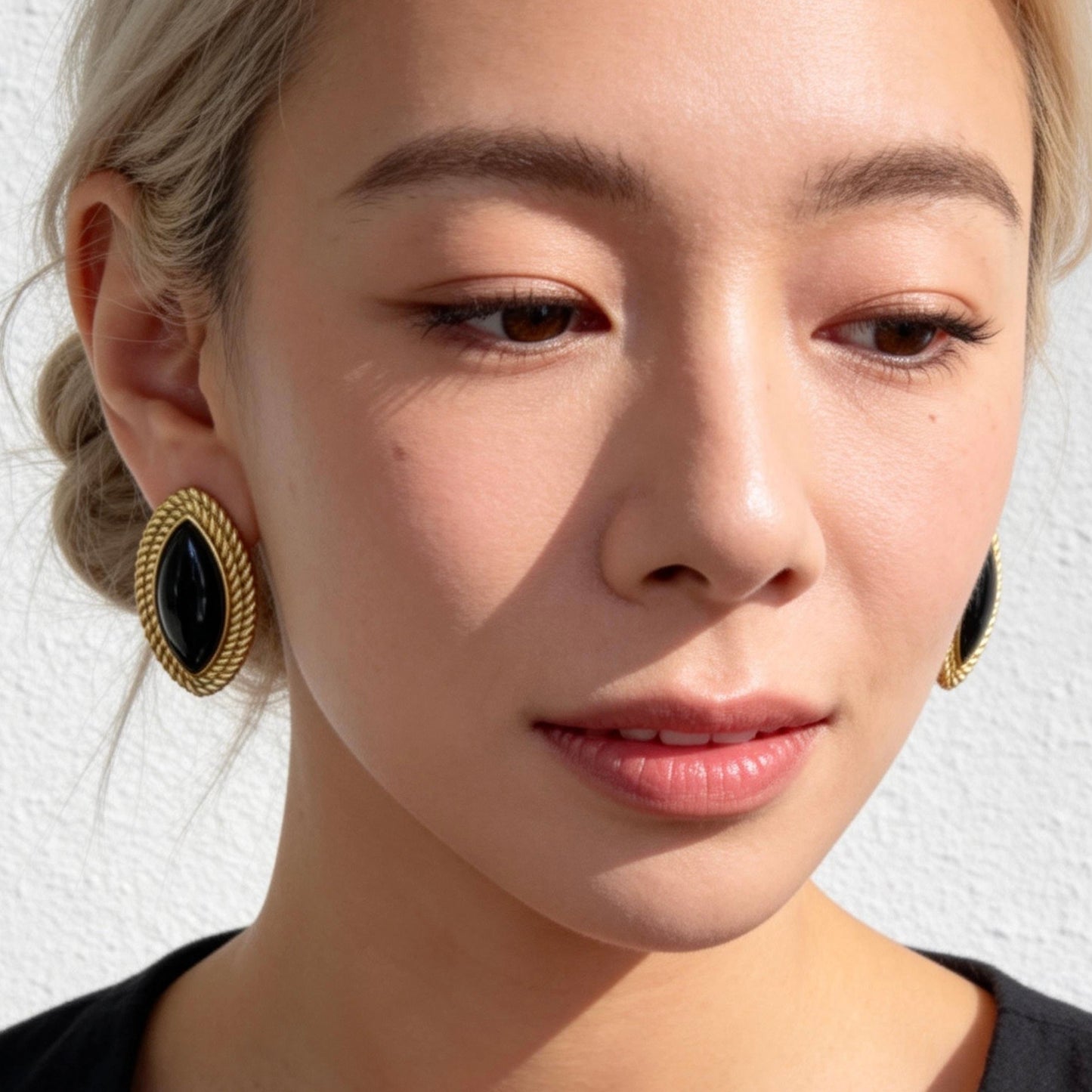 Vintage Black Onyx Stud Earrings