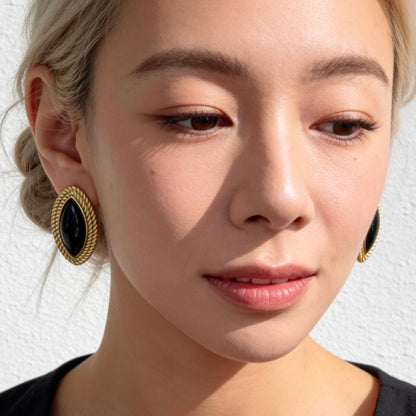 Vintage Black Onyx Stud Earrings