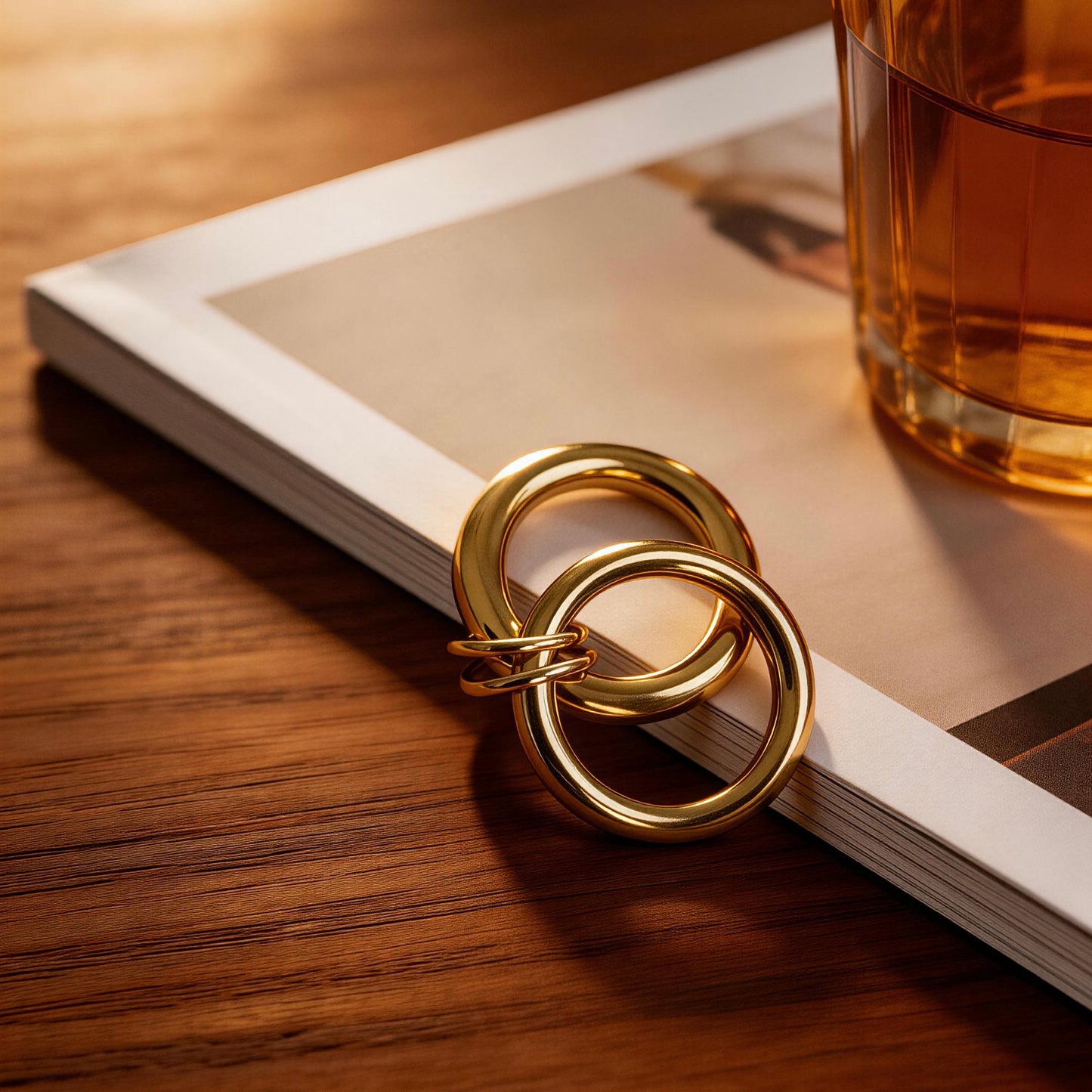 Sculptural Double Band Gold Ring