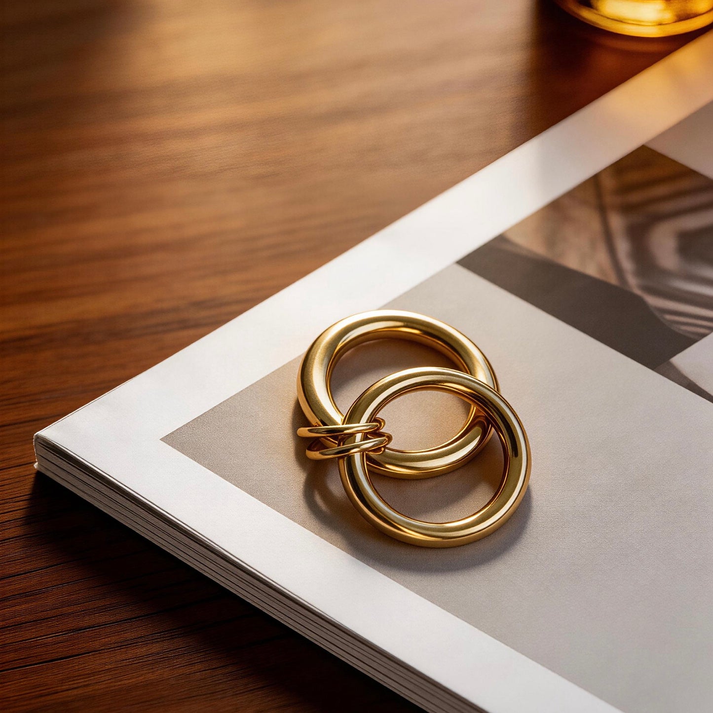 Sculptural Double Band Gold Ring