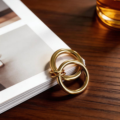 Sculptural Double Band Gold Ring