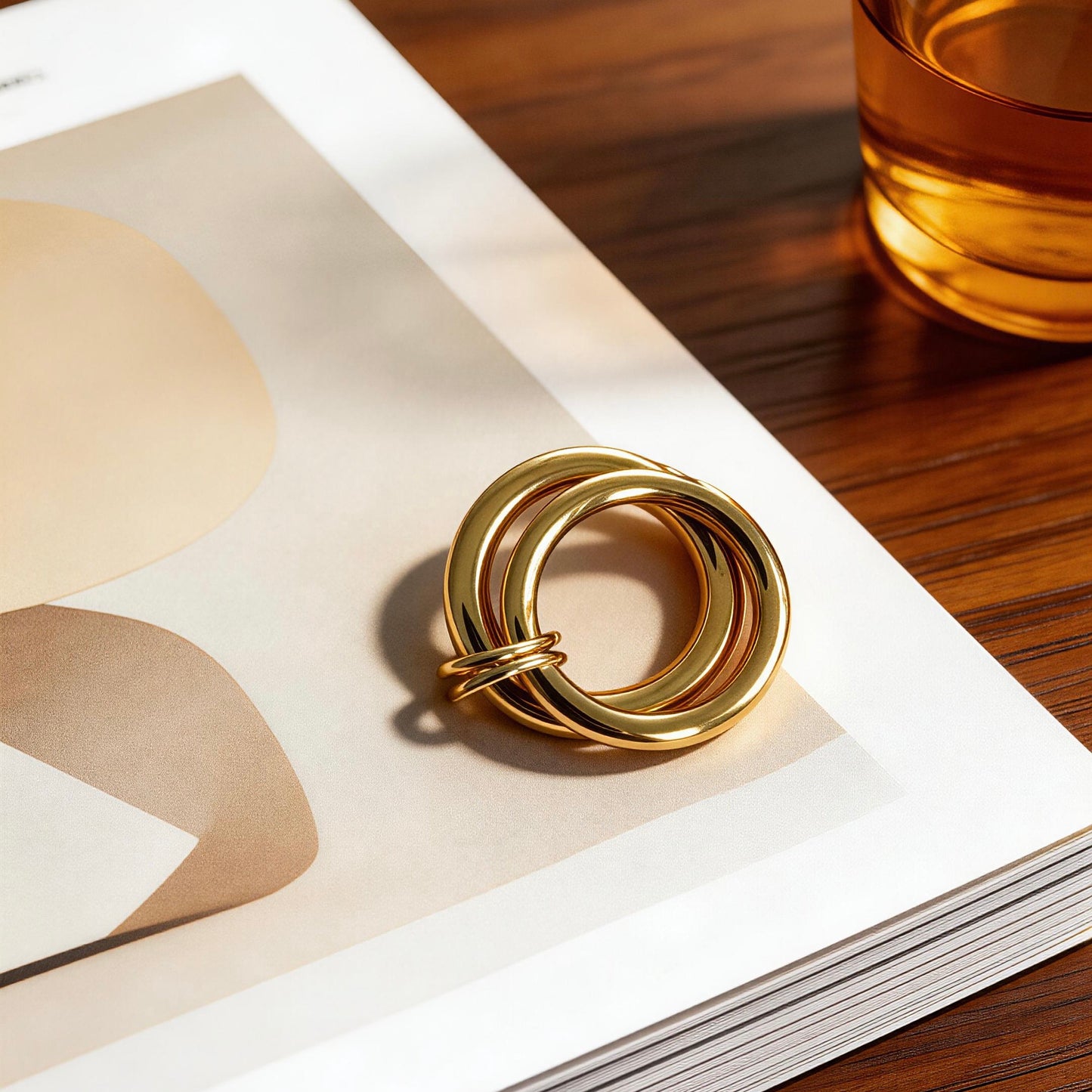 Sculptural Double Band Gold Ring