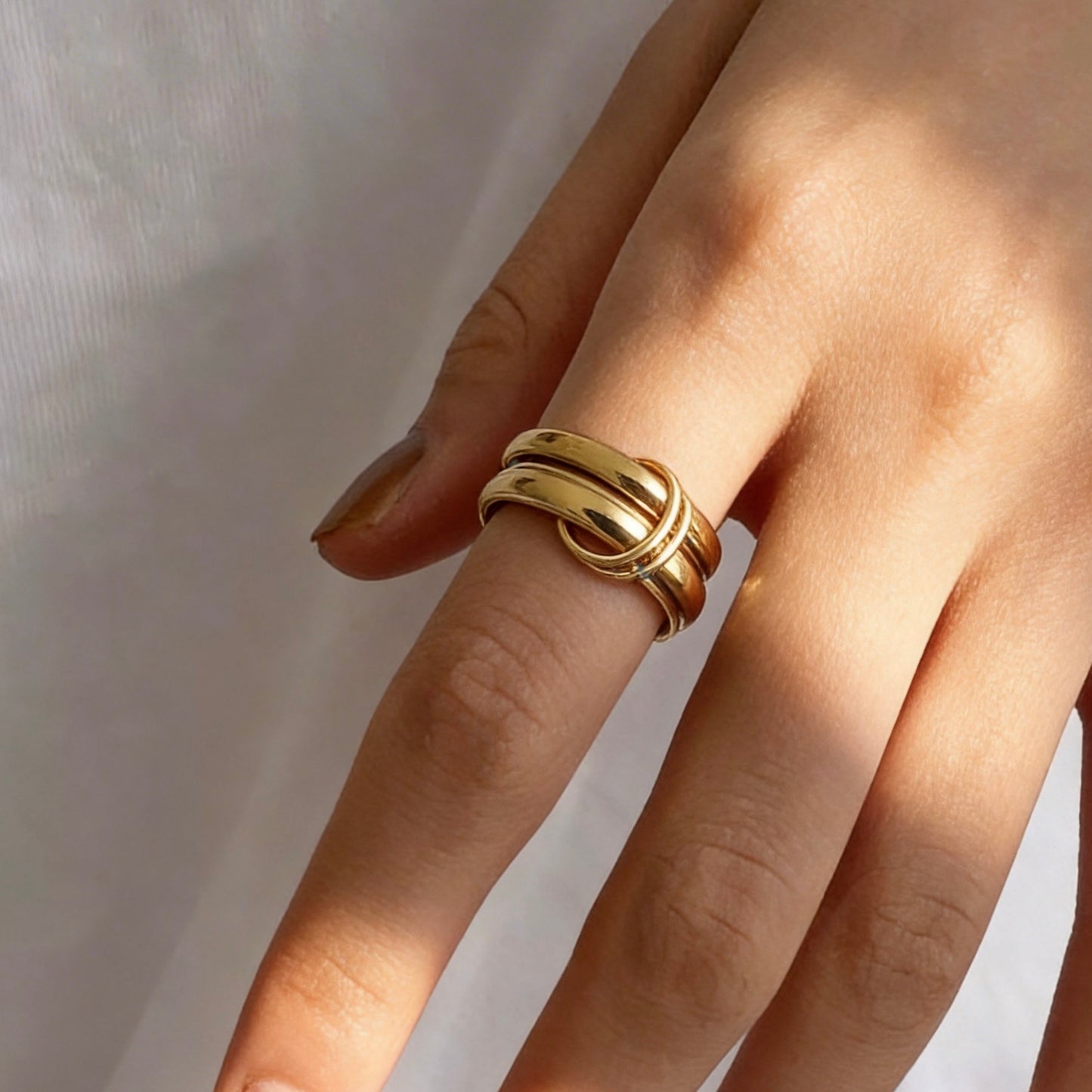 Sculptural Double Band Gold Ring