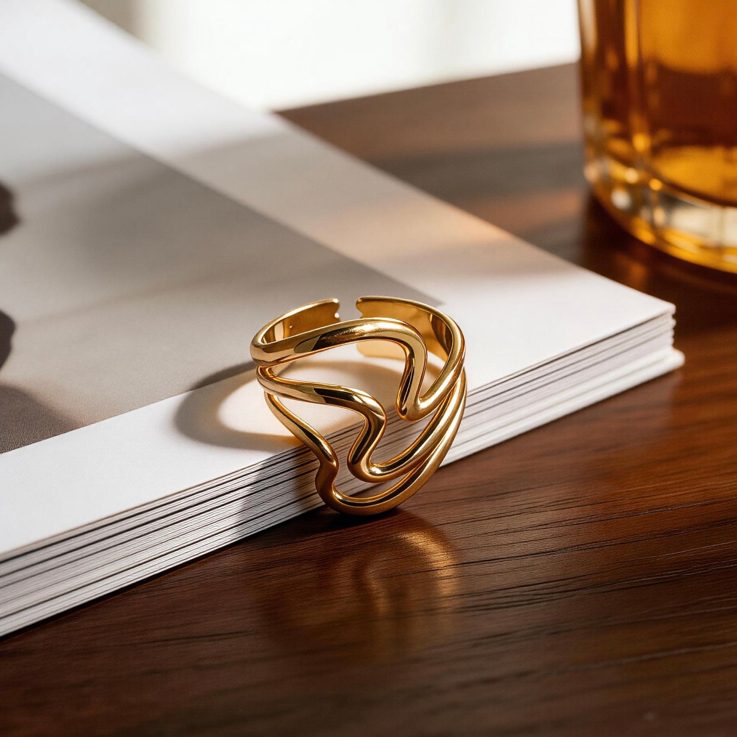 Modern Wave Adjustable Statement Ring