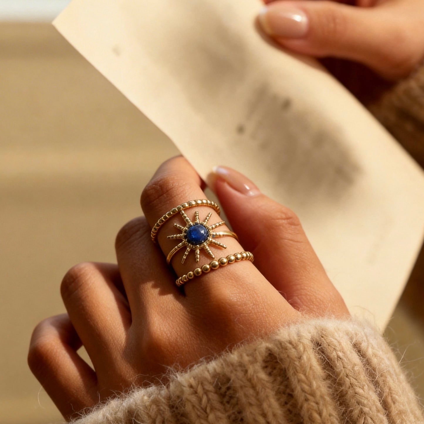 Vintage Celestial Lapis Open Ring