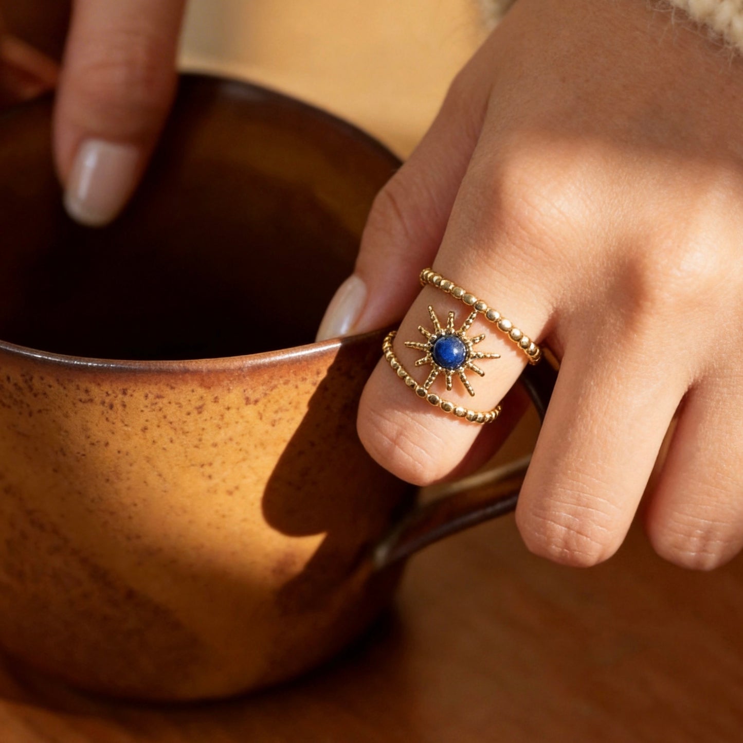 Vintage Celestial Lapis Open Ring