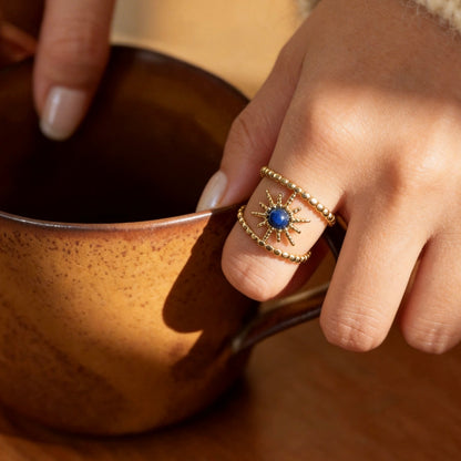 Vintage Celestial Lapis Open Ring