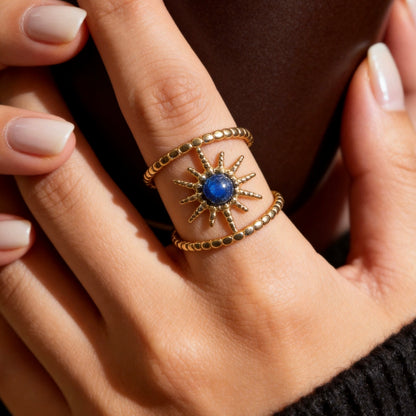 Vintage Celestial Lapis Open Ring