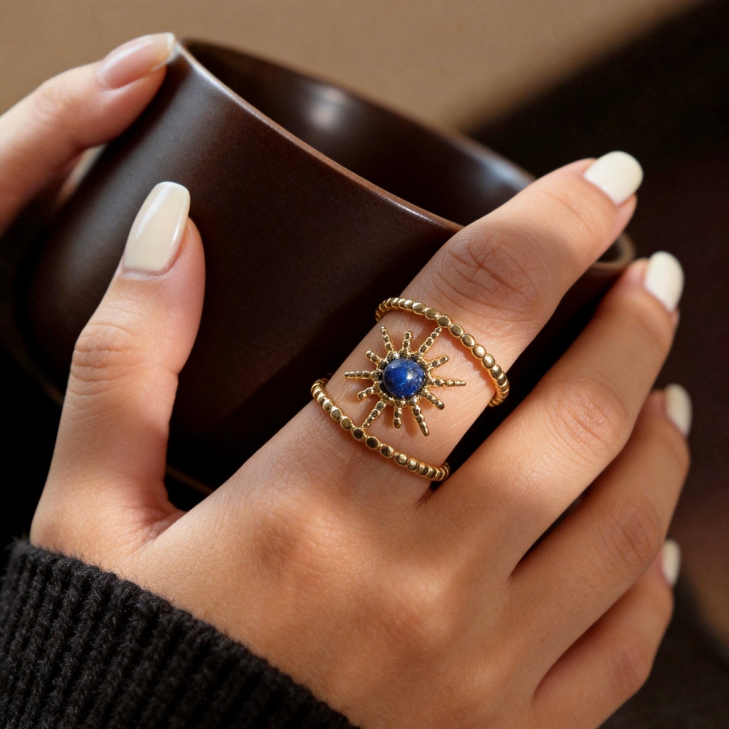 Vintage Celestial Lapis Open Ring