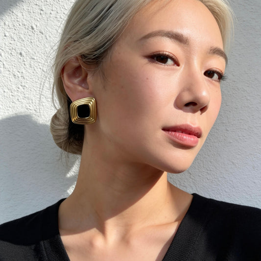 Layered Black Gold Studs