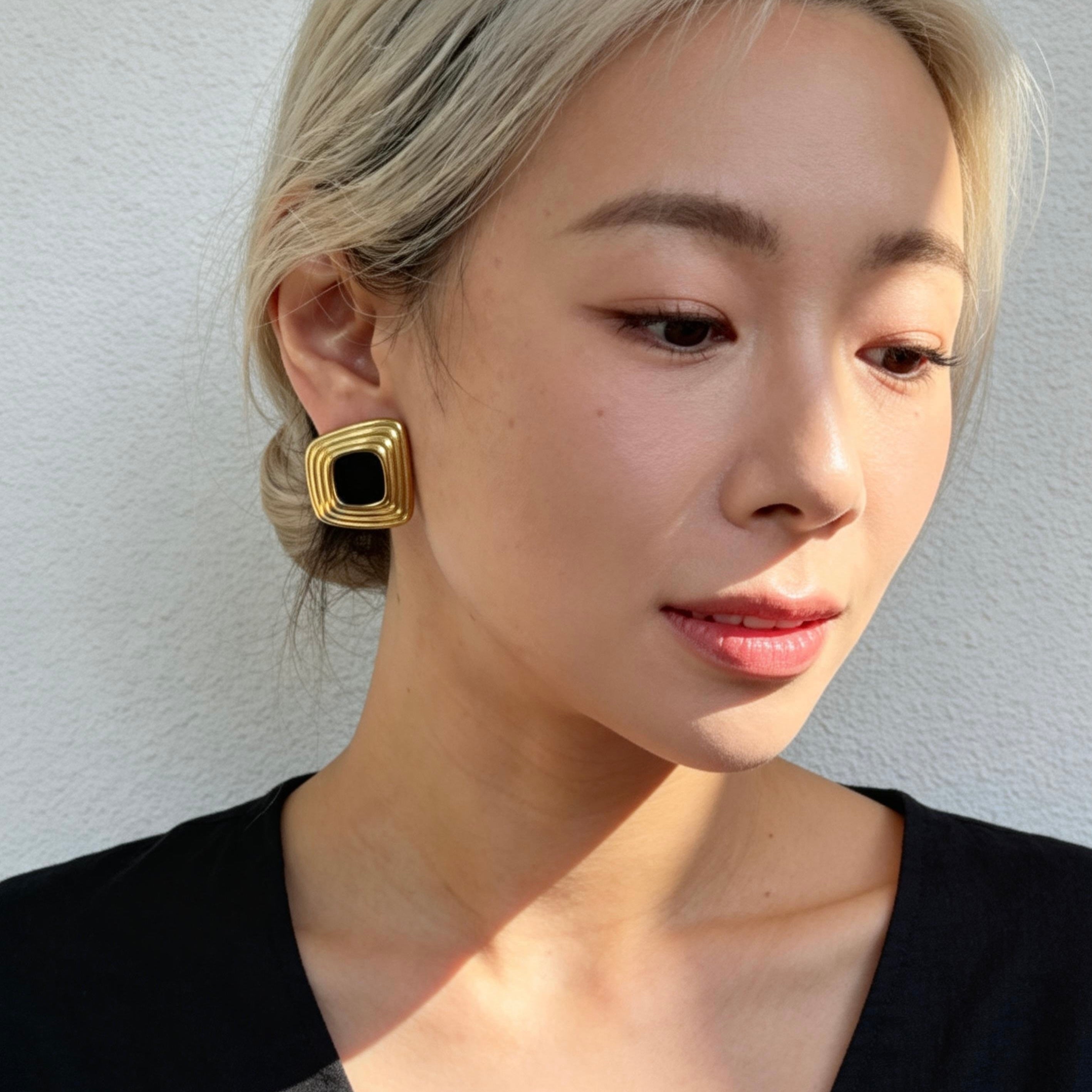 Layered Black Gold Studs