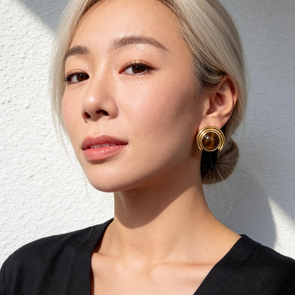 Arc Tiger Eye Earrings